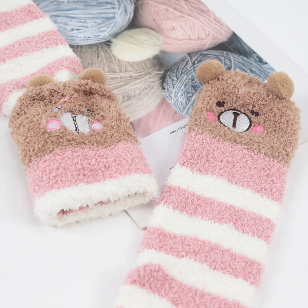 Japanese Girl Animal Modeling Knee Socks Striped Cute Compression Autumn Winter Warm Sock Kawaii Cozy Long Thigh High Socks