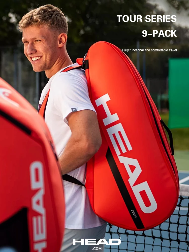 HEAD Tour Black Capacity for 2 Rackets Shoulder Tennis Sports Racket Bag Court Bag With Shoes Compartment Tennis Bag