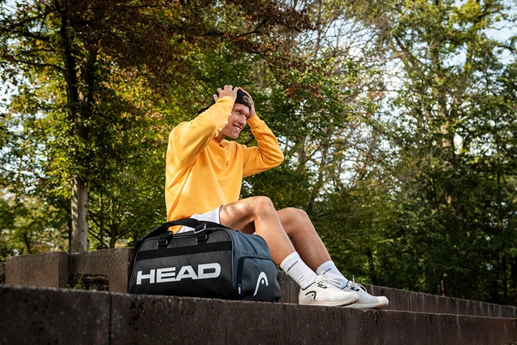 HEAD Tour Black Capacity for 2 Rackets Shoulder Tennis Sports Racket Bag Court Bag With Shoes Compartment Tennis Bag