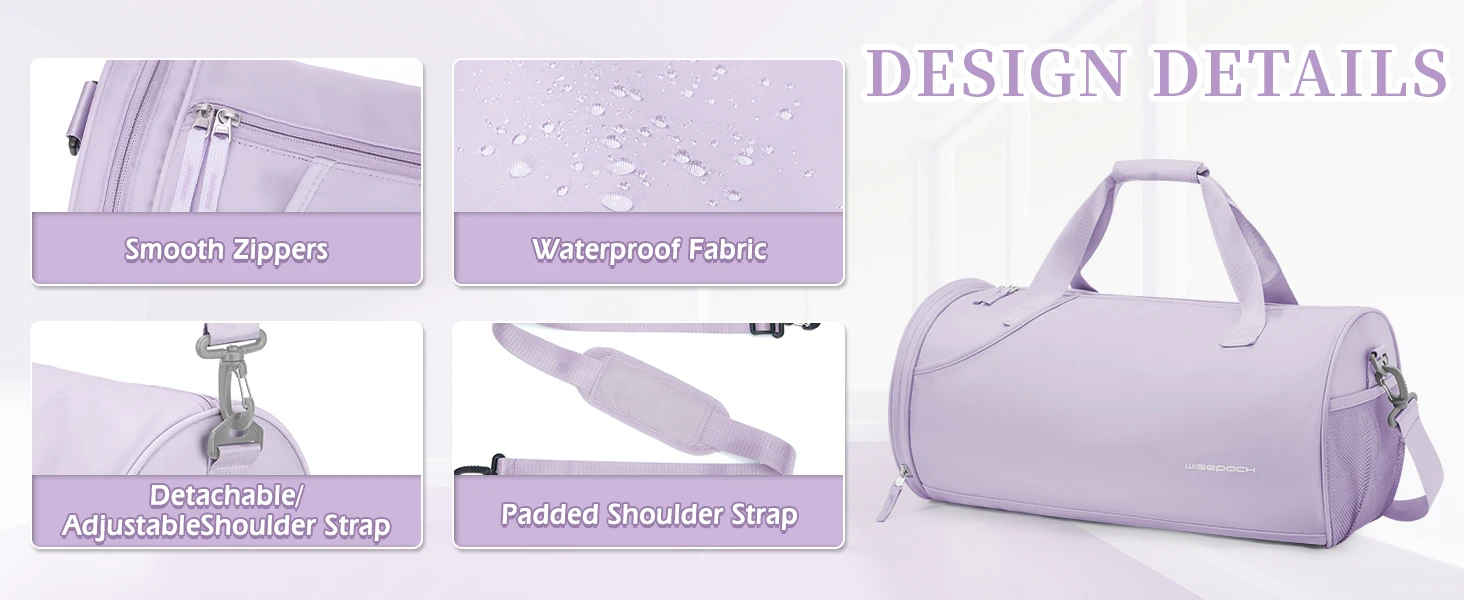 Gym Duffel Bag for Women,Daypack for Sports Gyms and Weekend Getaway,Waterproof Travel Bag with Shoe and Wet Clothes Compartment
