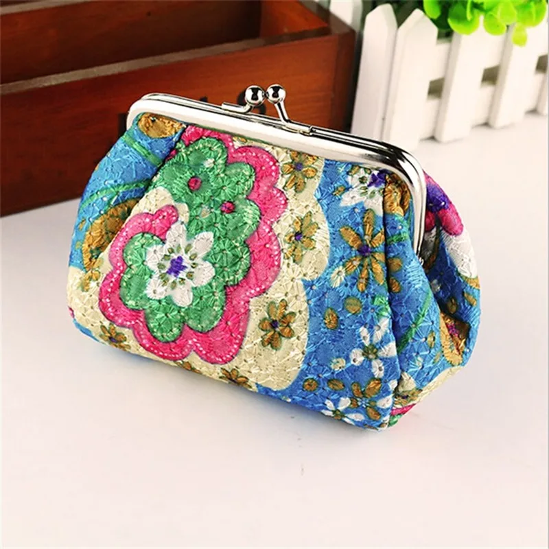 Women's Stylish Kiss Lock Storage Bag For Lipstick & Key,Floral Pattern Coin Purse