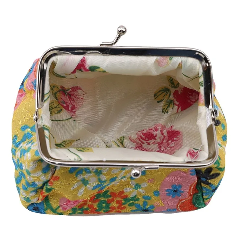 Women's Stylish Kiss Lock Storage Bag For Lipstick & Key,Floral Pattern Coin Purse
