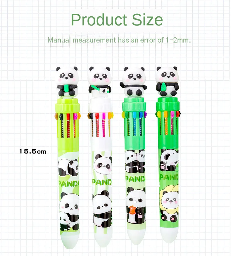 10Pcs/Lot Cute Panda 10 Color Ballpoint Pens Creative Multicolor Writing Pen Student School Stationery Office Supplies Gifts