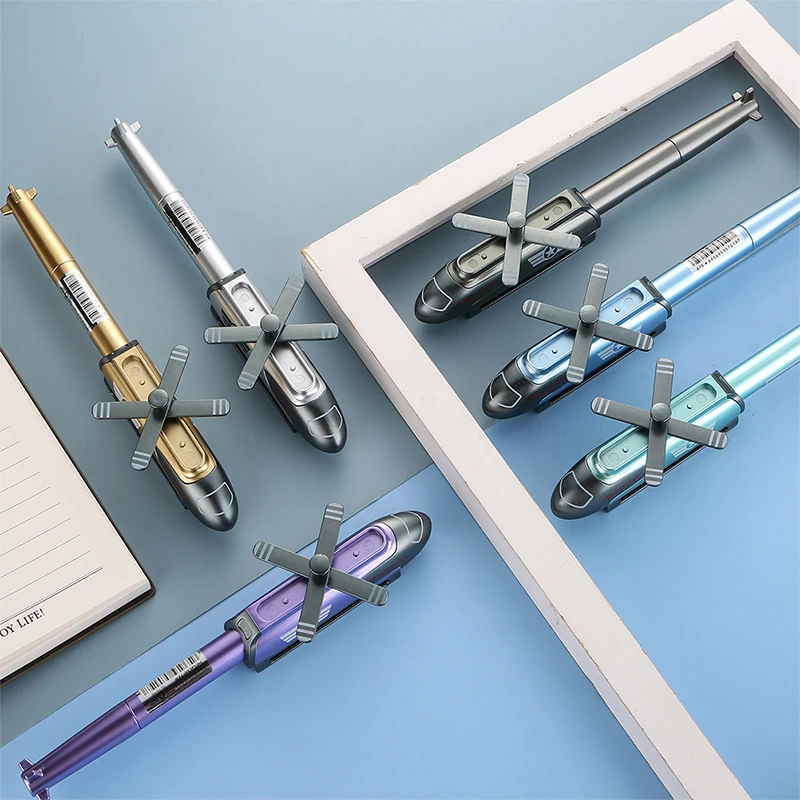 1Pcs Creative Helicopter Metal Gel Pen 0.5mm Writing Novelty Kids Toys Gifts Pen Random Color School Office Stationery Supplies