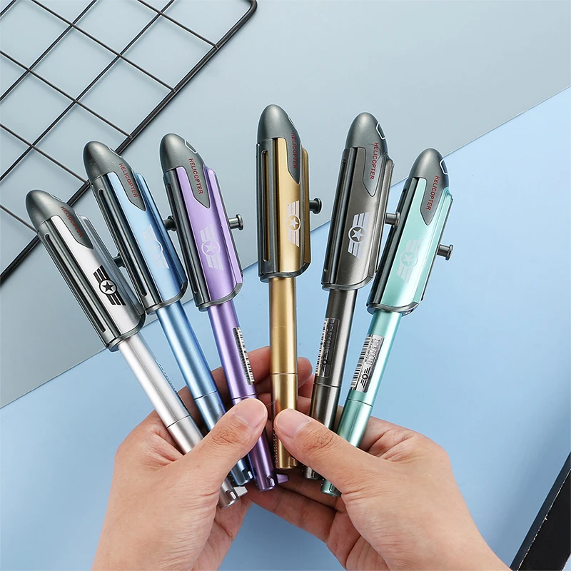 1Pcs Creative Helicopter Metal Gel Pen 0.5mm Writing Novelty Kids Toys Gifts Pen Random Color School Office Stationery Supplies