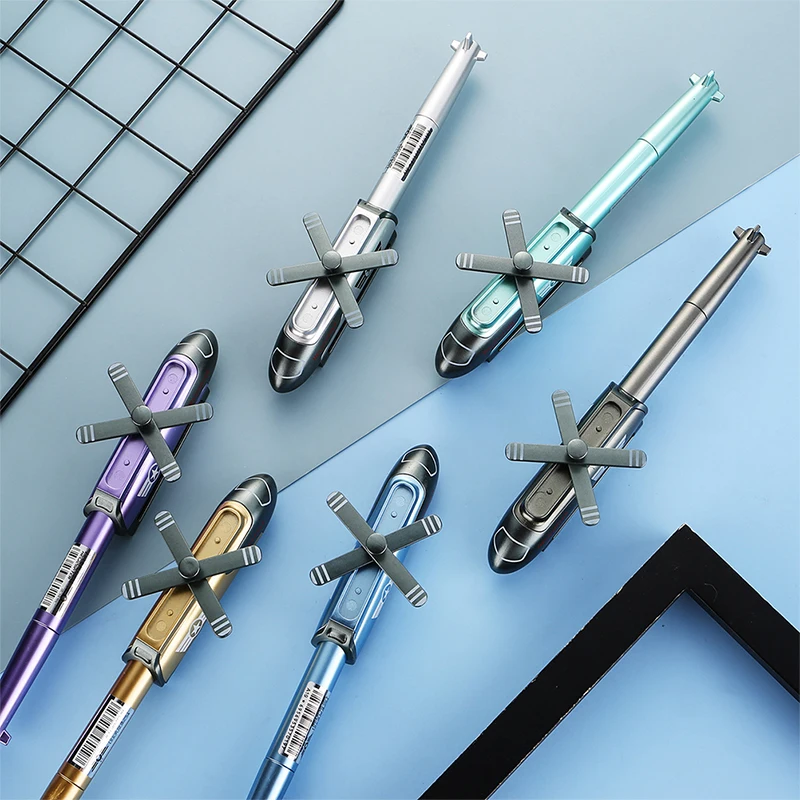 1Pcs Creative Helicopter Metal Gel Pen 0.5mm Writing Novelty Kids Toys Gifts Pen Random Color School Office Stationery Supplies