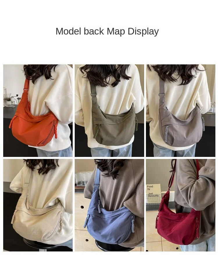 Leisure Crossbody Hobo Bag with Large Capacity Versatile and Niche Design Nylon Shoulder Bag Student Class Mailman Bag