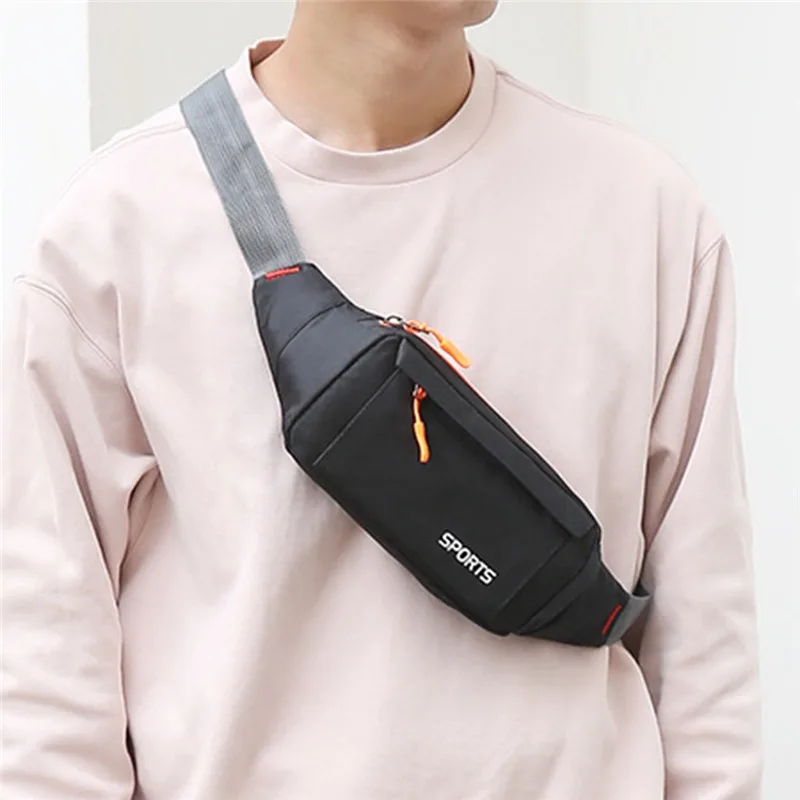 Men's and Women's Universal Models Waist Bag Fashion Crossbody Bags Sports Cell Phone Bags Solid Color Large Capacity Chest Bag