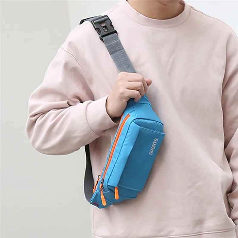 Men's and Women's Universal Models Waist Bag Fashion Crossbody Bags Sports Cell Phone Bags Solid Color Large Capacity Chest Bag