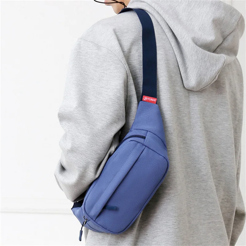 Men's and Women's Universal Models Waist Bag Fashion Crossbody Bags Sports Cell Phone Bags Solid Color Large Capacity Chest Bag