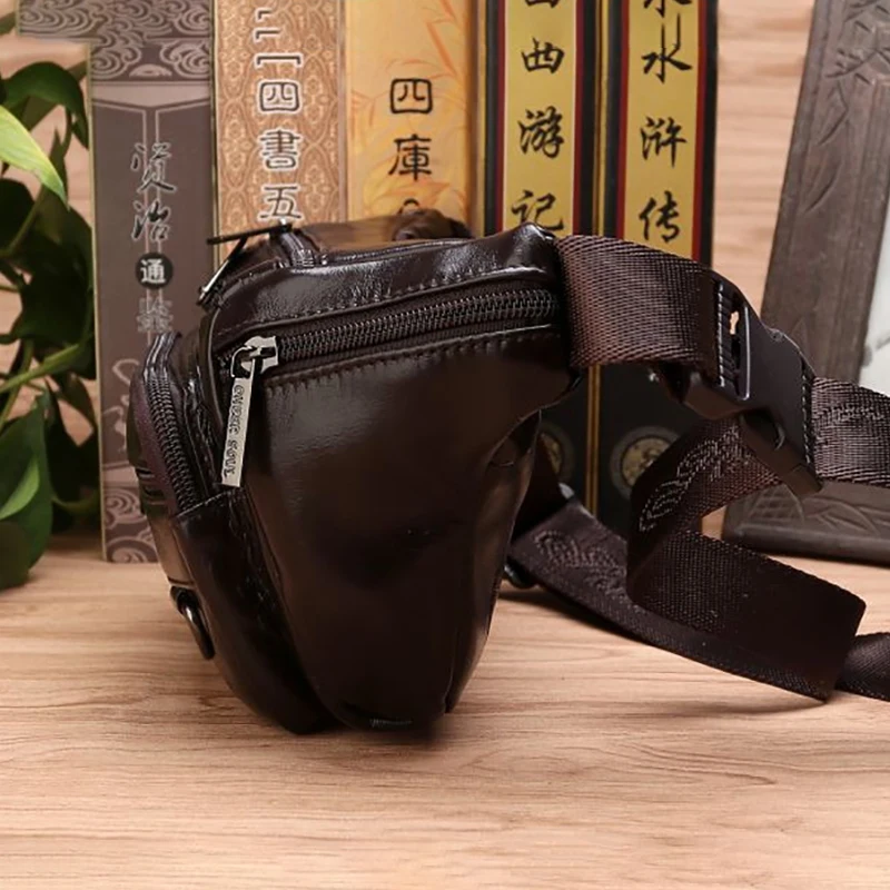 Men Waist Fanny Bags Sling Chest Bag Genuine Leather Casual Fashion Retro Crossbody Male Real Cowhide Loop Hip Belt Bum Bag