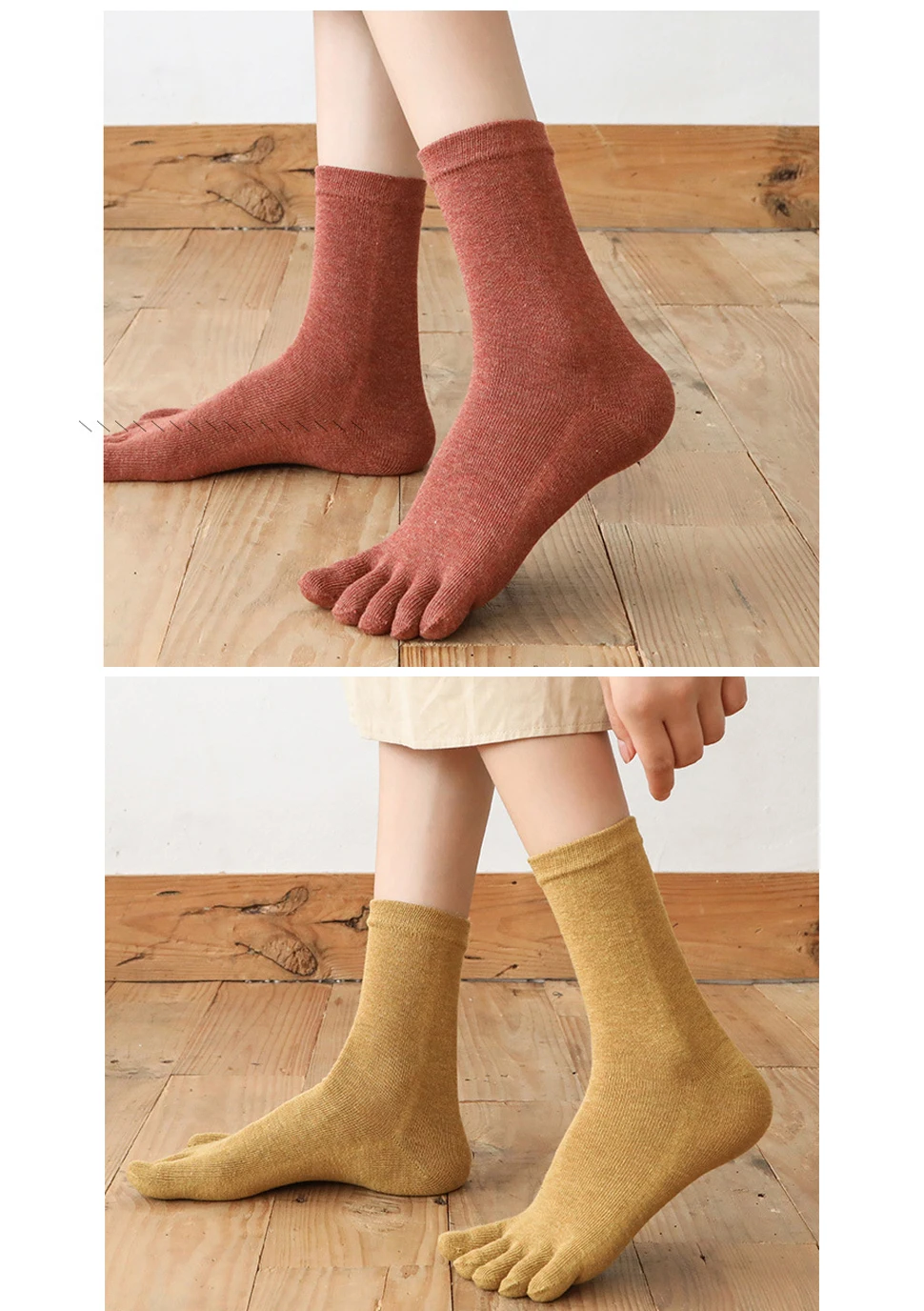 5 Pairs Cotton 5 Finger Short Socks For Woman Girl Solid Sweat-Absorbing Breathable Soft Elastic Harajuku Toe Socks 4 Seasons