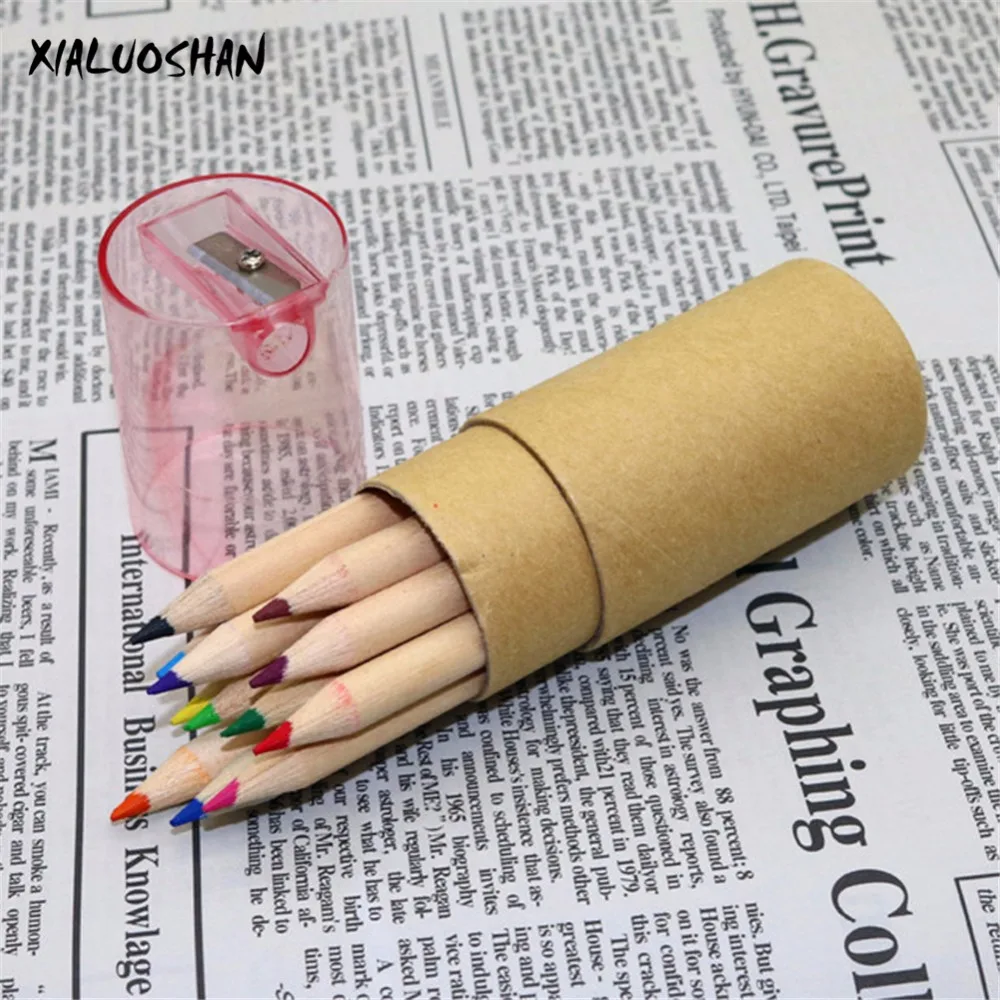 Children Drawing Art 12 Colors Pencil Barreled Colored Crayon Pencils School Student Painting Graffiti Pen Art class Supplies