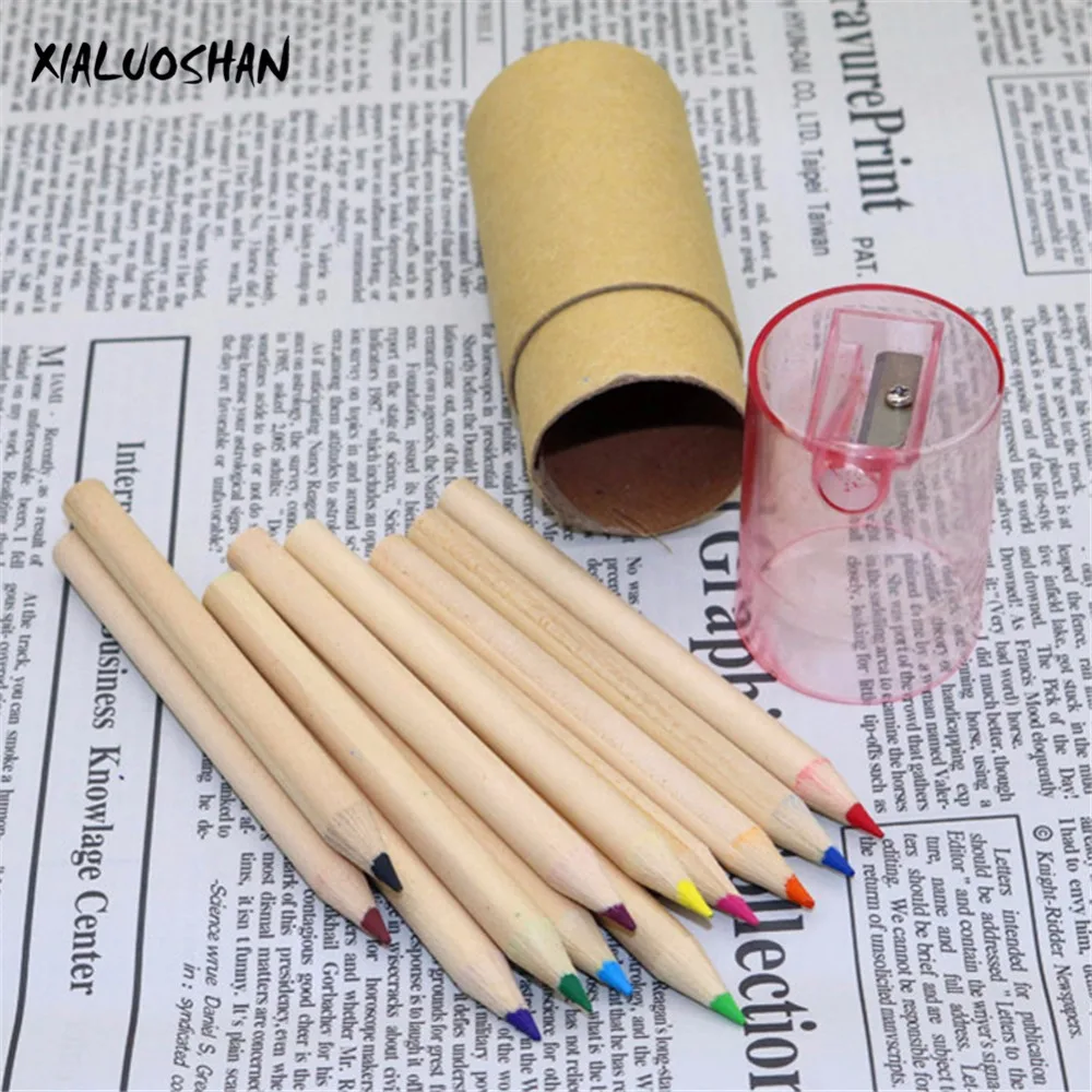 Children Drawing Art 12 Colors Pencil Barreled Colored Crayon Pencils School Student Painting Graffiti Pen Art class Supplies
