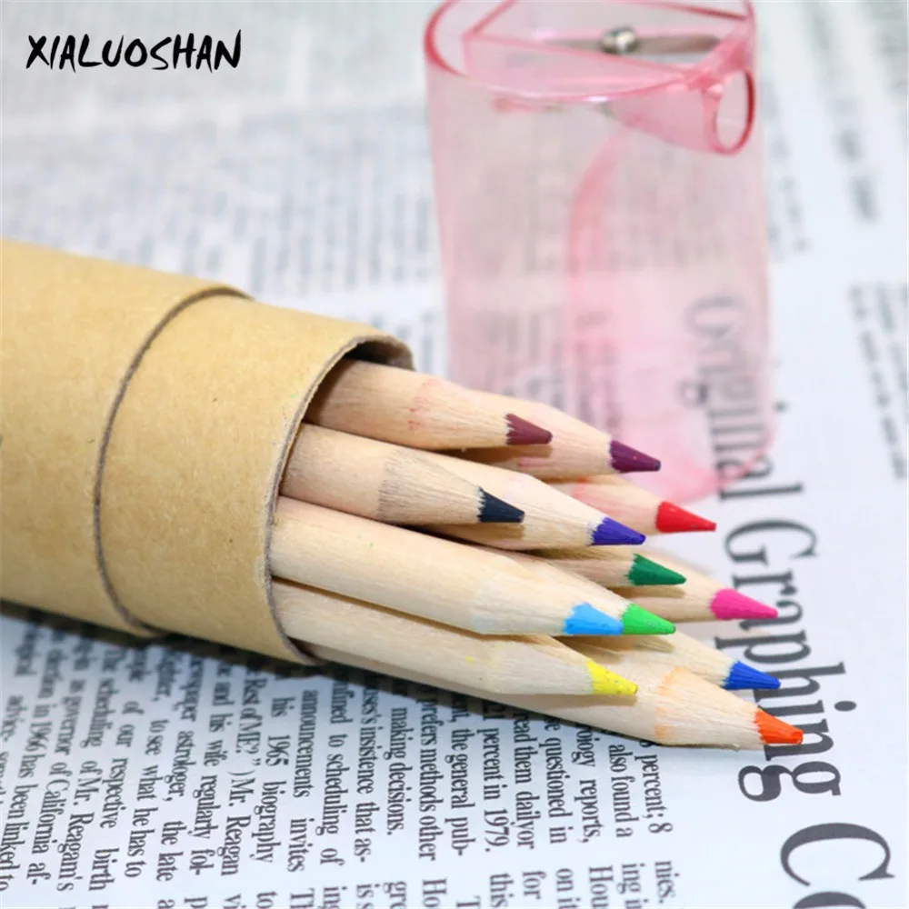 Children Drawing Art 12 Colors Pencil Barreled Colored Crayon Pencils School Student Painting Graffiti Pen Art class Supplies