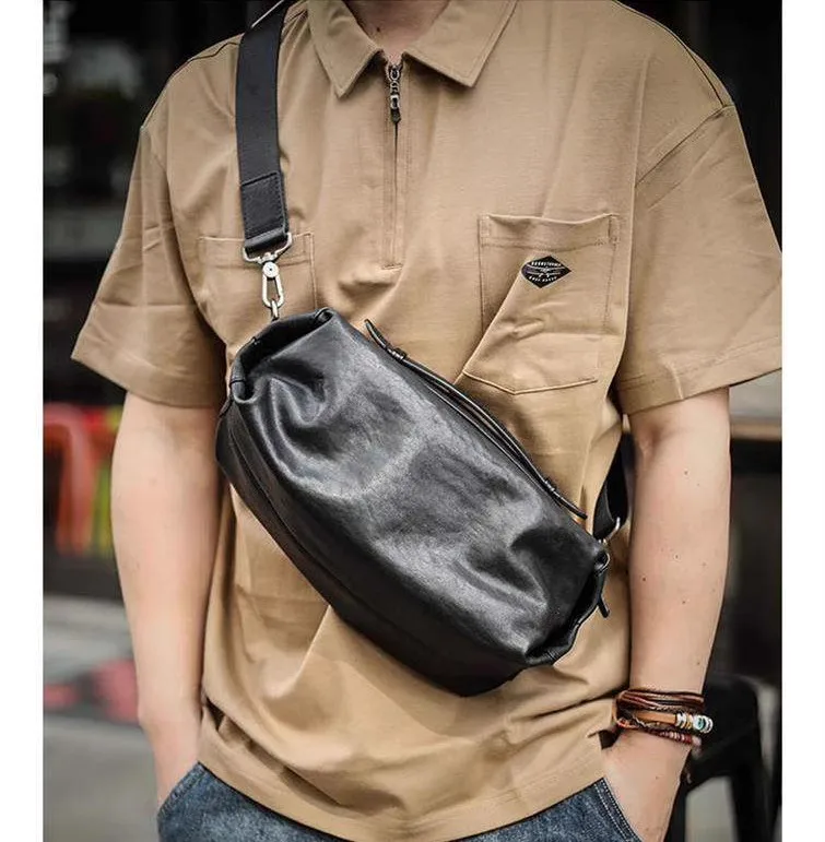 SENOFAN 2025 Original Cowhide Genuine Leather Men's Bags Commuting Leisure Shoulder Crossbody Bag Motorcycle Chest Bag Soft
