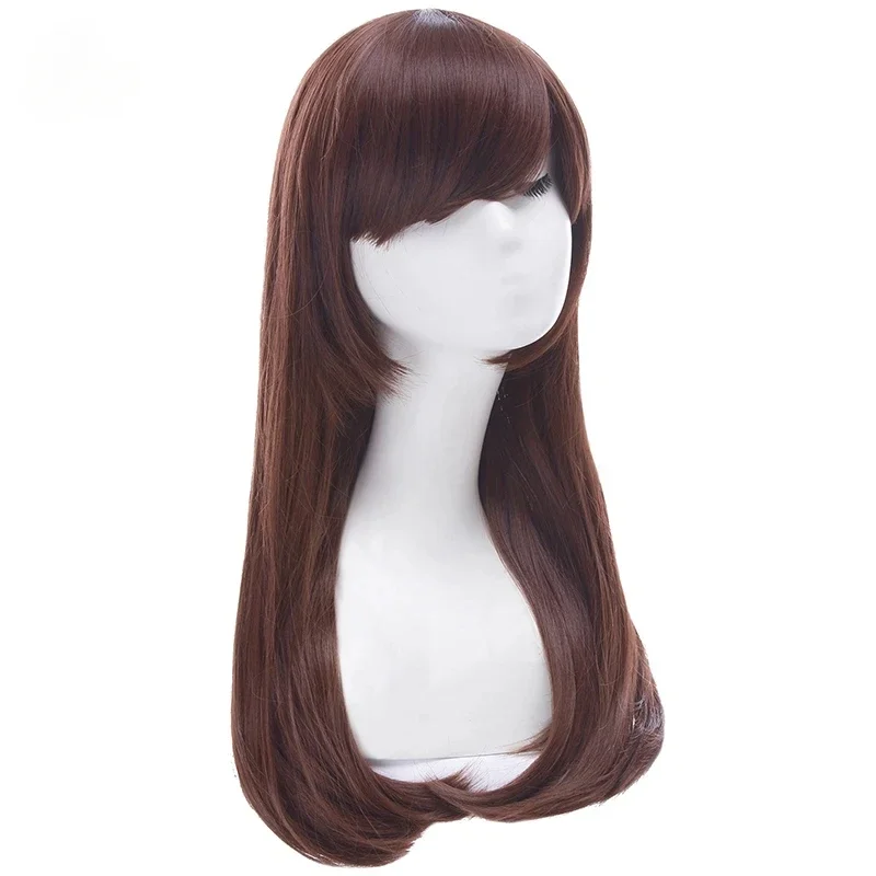 Game ROLECOS OW D.VA Cosplay Wig Over Game Watch Cosplay Hana Song DVA Wig Long Brown Women Synthetic Hair Wigs