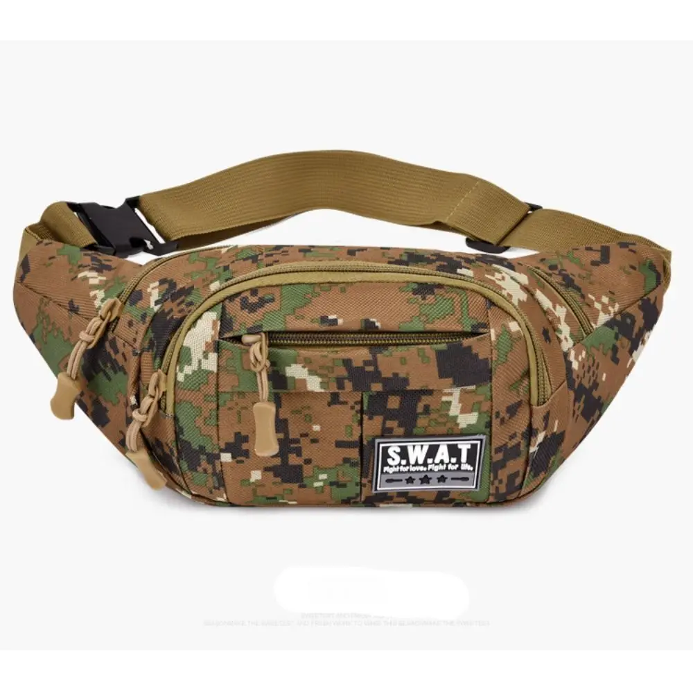Large Capacity Camouflage Sling Bag Durable Waterproof Multi-layer Outdoor Waist Bag Nylon Fanny Pack