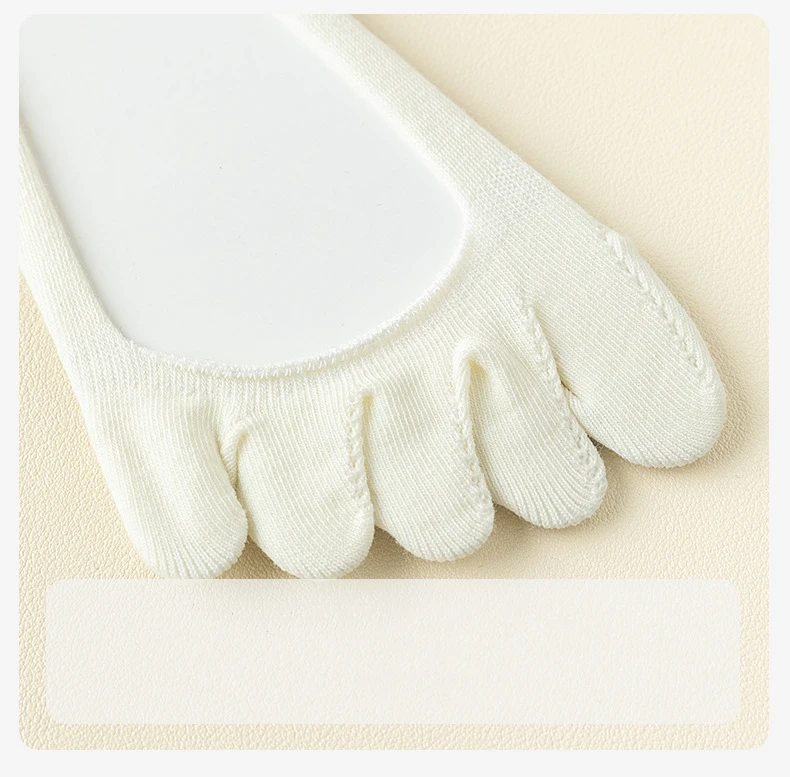 5 Pairs Summer Women Girl Toe Socks Invisible Cotton Solid Shallow Mouth Thin Breathable,Deodorant No Show 5 Finger Socks