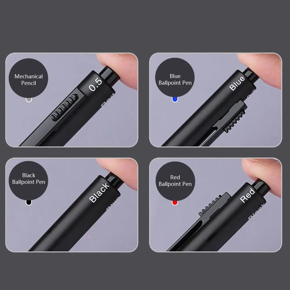 4 in 1 Multi-Function Metal Gravity Sensing Pen Students 3Colors Ballpoint Pen Mechanical Pencil Set Press Gel Pen Signature Pen