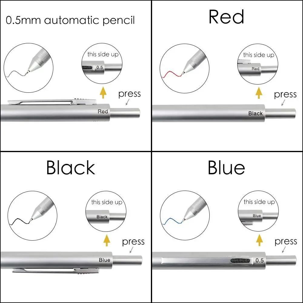 4 in 1 Multi-Function Metal Gravity Sensing Pen Students 3Colors Ballpoint Pen Mechanical Pencil Set Press Gel Pen Signature Pen