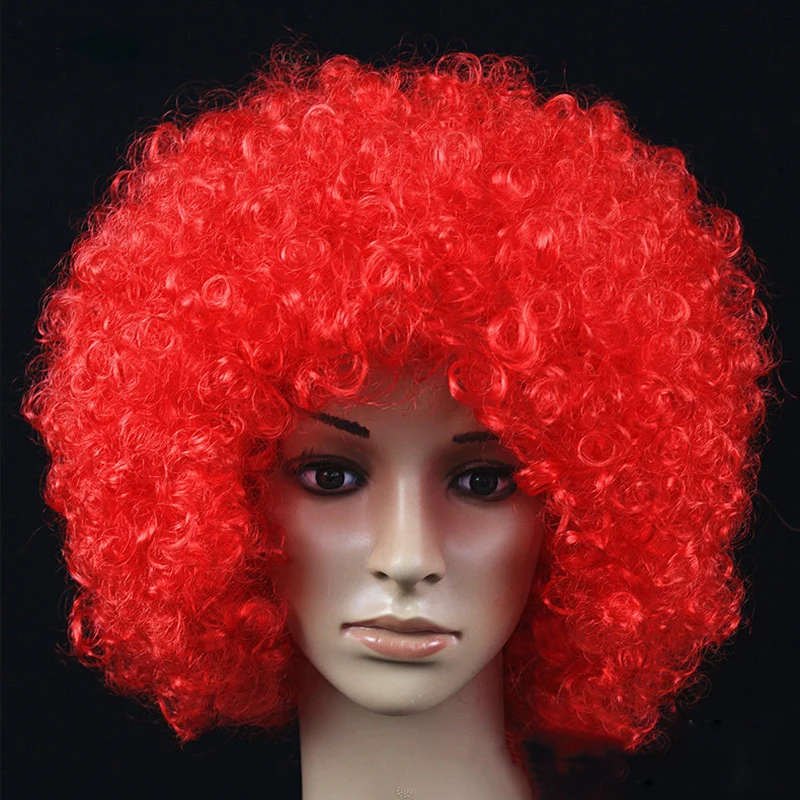 Women Curly Cosplay Wig Short Wavy Curly Hair Colorful Synthetic Wig For Daily Party Men Football Fan Wearing Kids Wigs