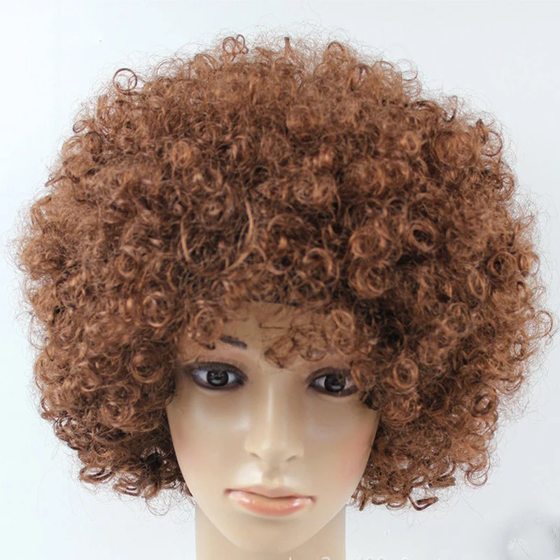Women Curly Cosplay Wig Short Wavy Curly Hair Colorful Synthetic Wig For Daily Party Men Football Fan Wearing Kids Wigs