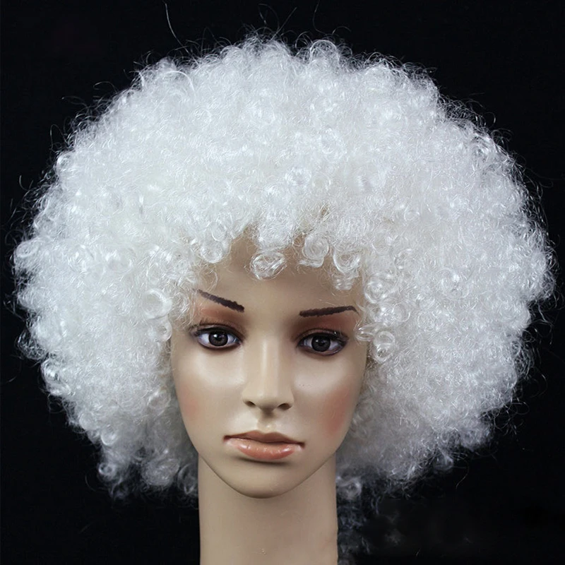 Women Curly Cosplay Wig Short Wavy Curly Hair Colorful Synthetic Wig For Daily Party Men Football Fan Wearing Kids Wigs