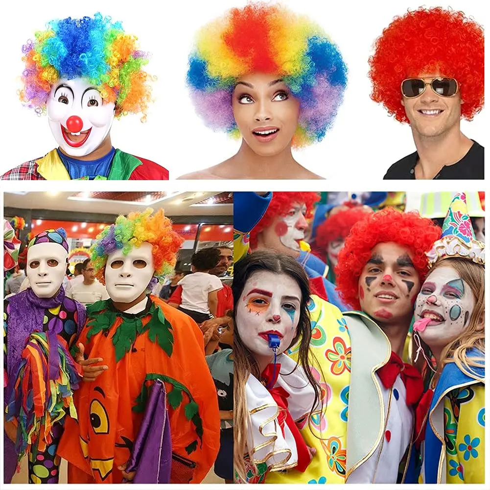 Women Curly Cosplay Wig Short Wavy Curly Hair Colorful Synthetic Wig For Daily Party Men Football Fan Wearing Kids Wigs