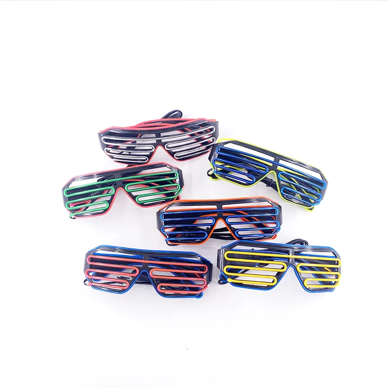Light Up Flashing Shutter Neon Rave Glasses El Wire LED Sunglasses  Glow DJ Costumes For Happy Bar Night