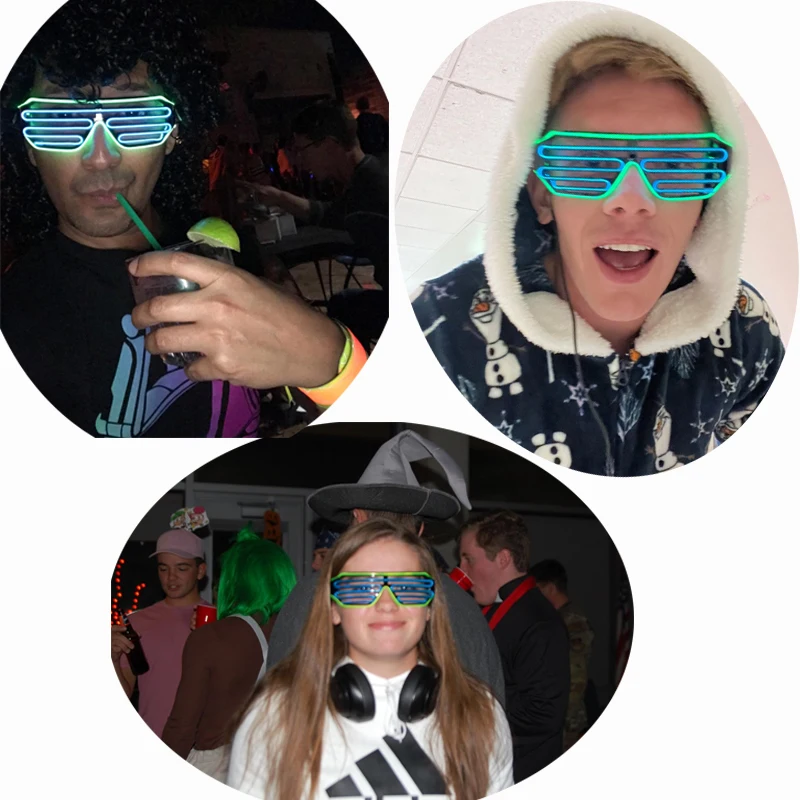 Light Up Flashing Shutter Neon Rave Glasses El Wire LED Sunglasses  Glow DJ Costumes For Happy Bar Night