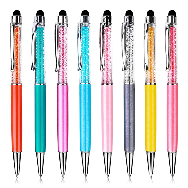 12pcs Crystal Ballpoint Pens Crystal Stylus Pen 2 in 1 Slim Bling Glitter Diamond Ballpoint Pen Stylus Capacitive Writing Pens