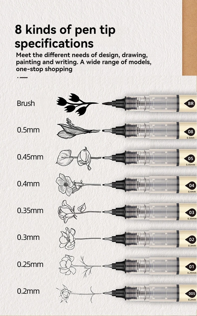 Capacity Quick Dry Waterproof Art Markers Fineliner Brushs Pen Sketch Drawing comics Pigment Line Pens Hand Lettering Supplies