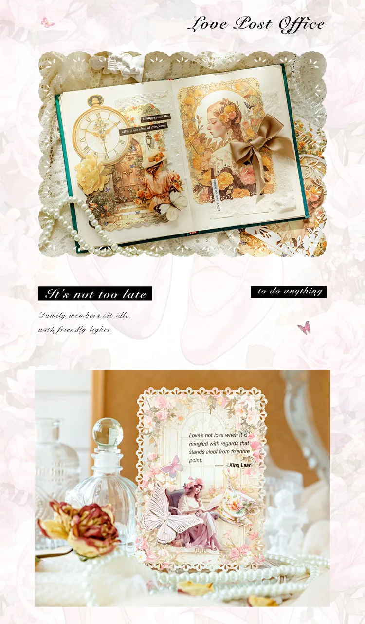 10pcs/lot Memo Pads Material Paper French Romance Junk Journal Scrapbooking Cards Retro Background Decoration Paper