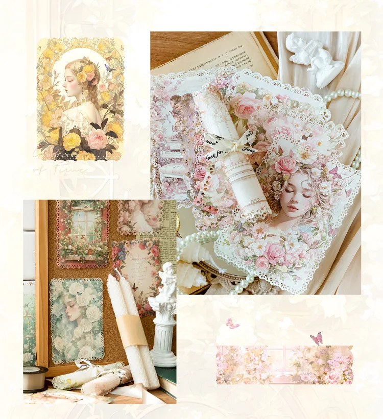 10pcs/lot Memo Pads Material Paper French Romance Junk Journal Scrapbooking Cards Retro Background Decoration Paper
