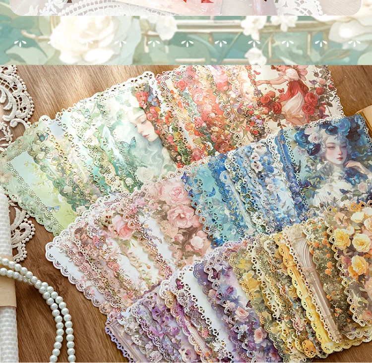 10pcs/lot Memo Pads Material Paper French Romance Junk Journal Scrapbooking Cards Retro Background Decoration Paper