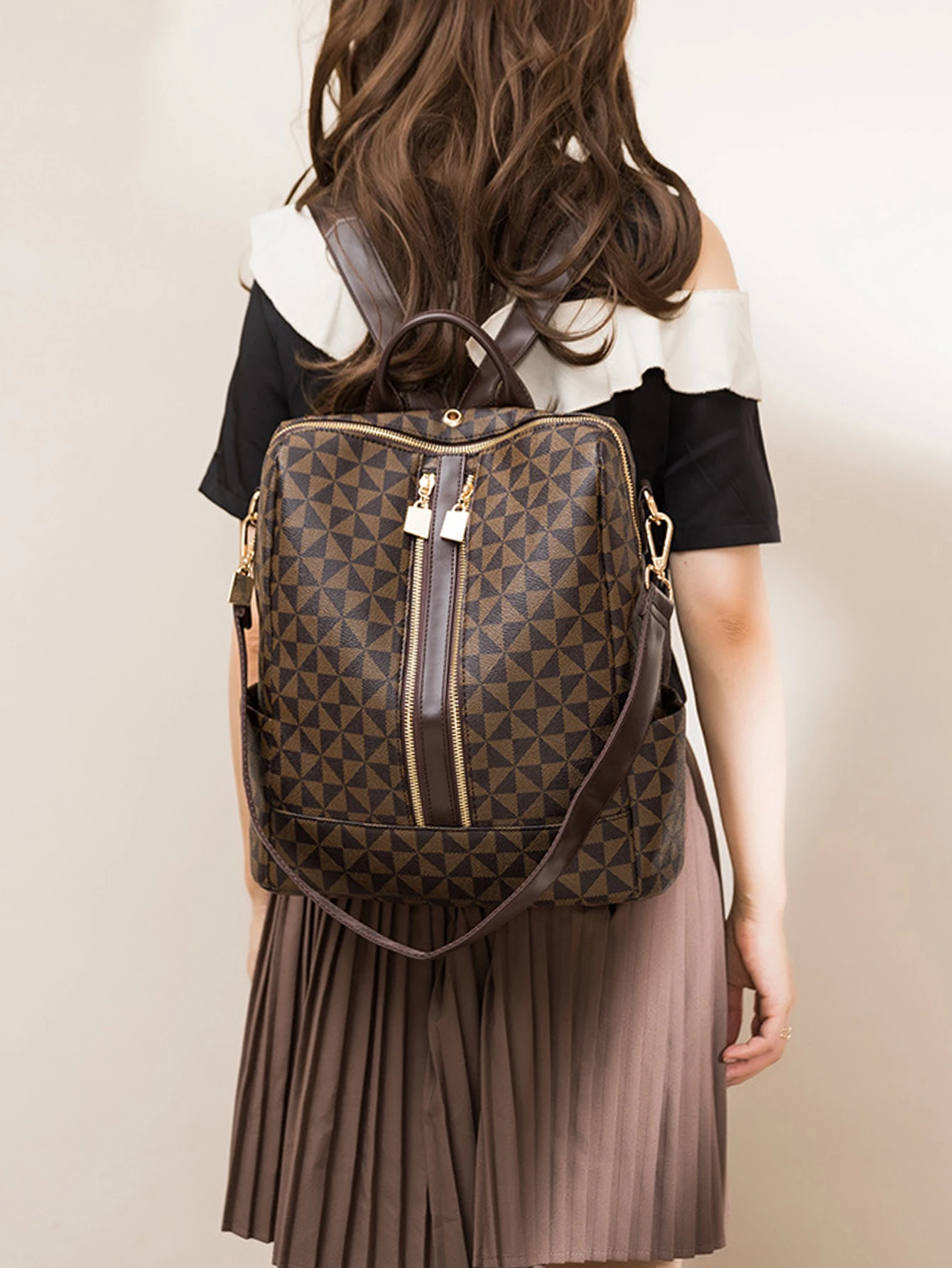 2pcs Backpack And Handbag Set, For Women, Waterproof Double Shoulder Crossbody Bag, Women's Travel Send Co