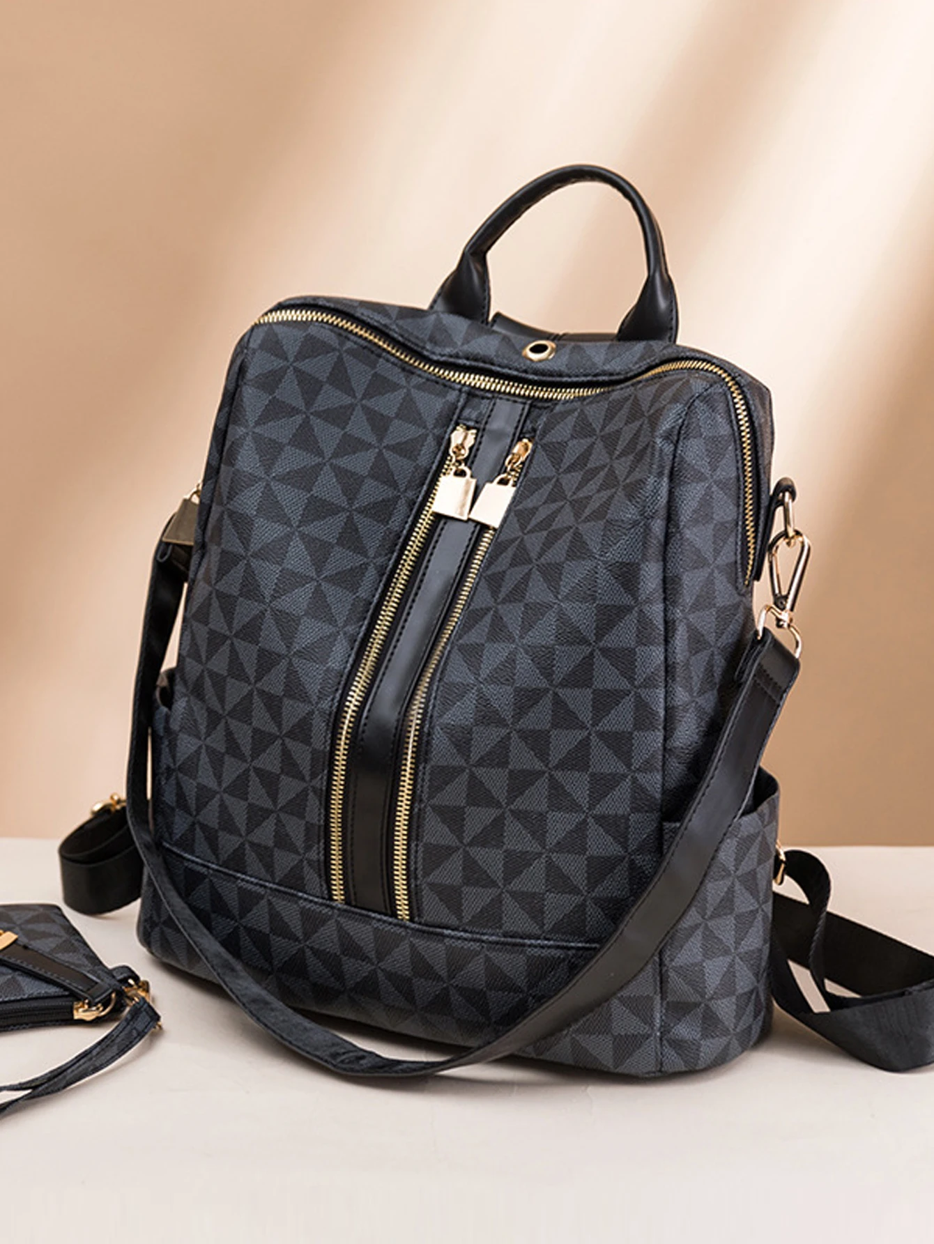 2pcs Backpack And Handbag Set, For Women, Waterproof Double Shoulder Crossbody Bag, Women's Travel Send Co