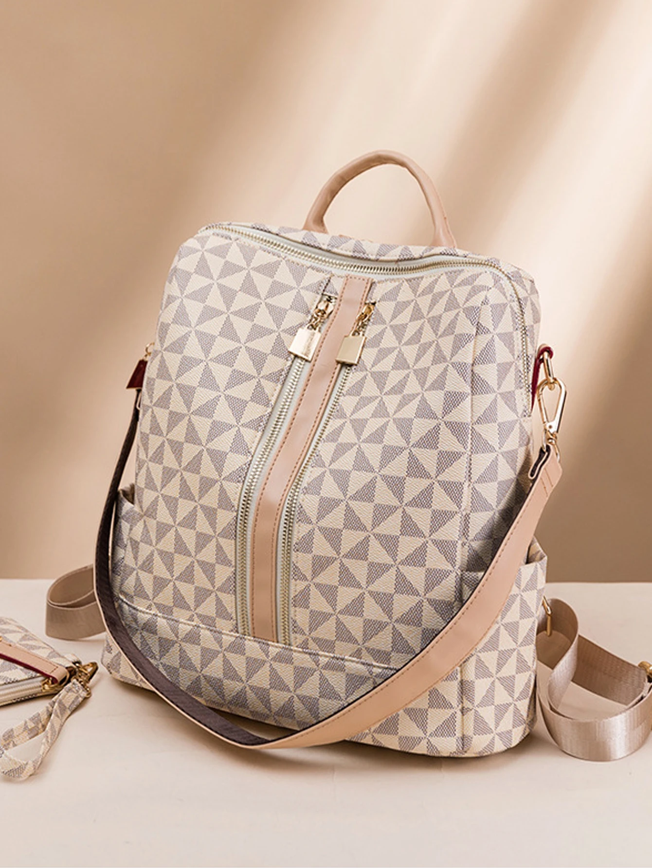 2pcs Backpack And Handbag Set, For Women, Waterproof Double Shoulder Crossbody Bag, Women's Travel Send Co