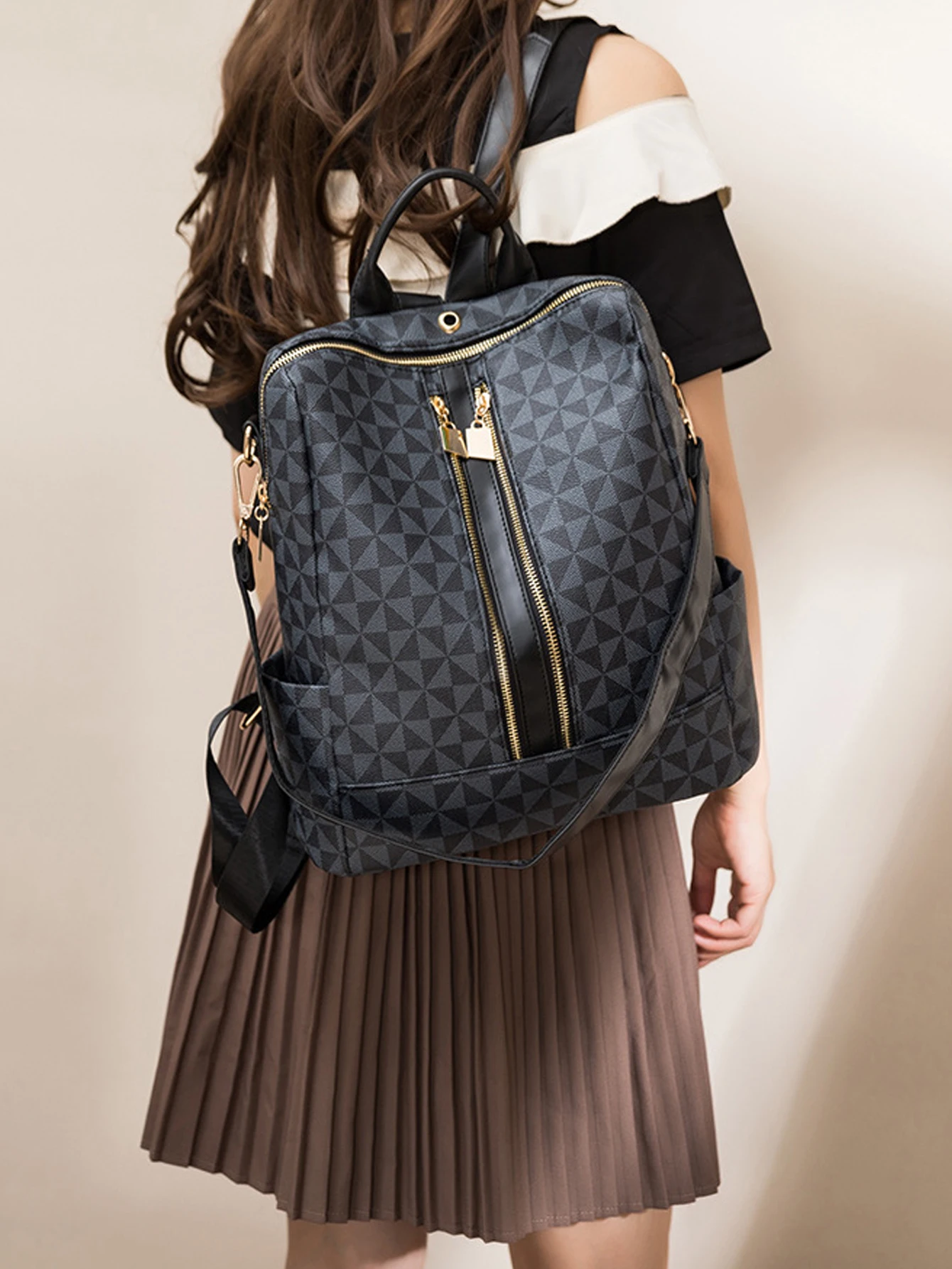 2pcs Backpack And Handbag Set, For Women, Waterproof Double Shoulder Crossbody Bag, Women's Travel Send Co