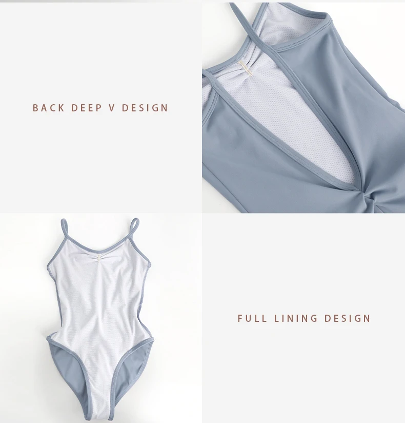 Girls Women Ballet Leotards Spaghetti Strap Camisole Dance Leotard Low Back Gymnastic Dance Bodysuit with Lining Ballet Bodysuit