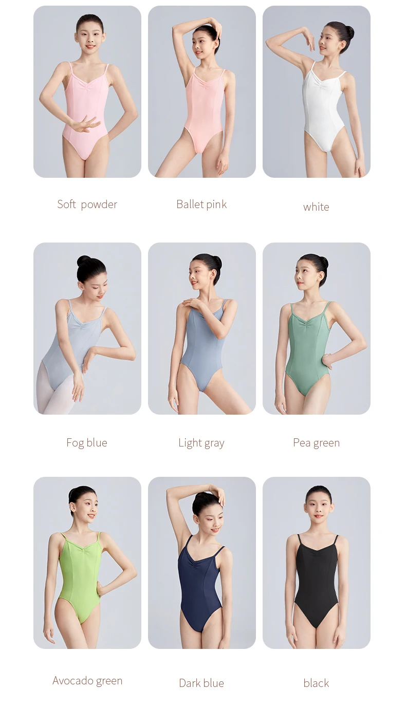 Girls Women Ballet Leotards Spaghetti Strap Camisole Dance Leotard Low Back Gymnastic Dance Bodysuit with Lining Ballet Bodysuit