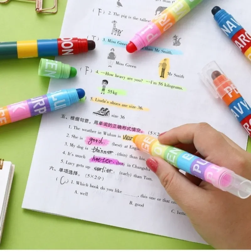 6/12pcs/set Colors Rainbow Mini Splicing Pastel Gel Highlighter Markers Pen Office School Stationery Painting Mark Art Supplies