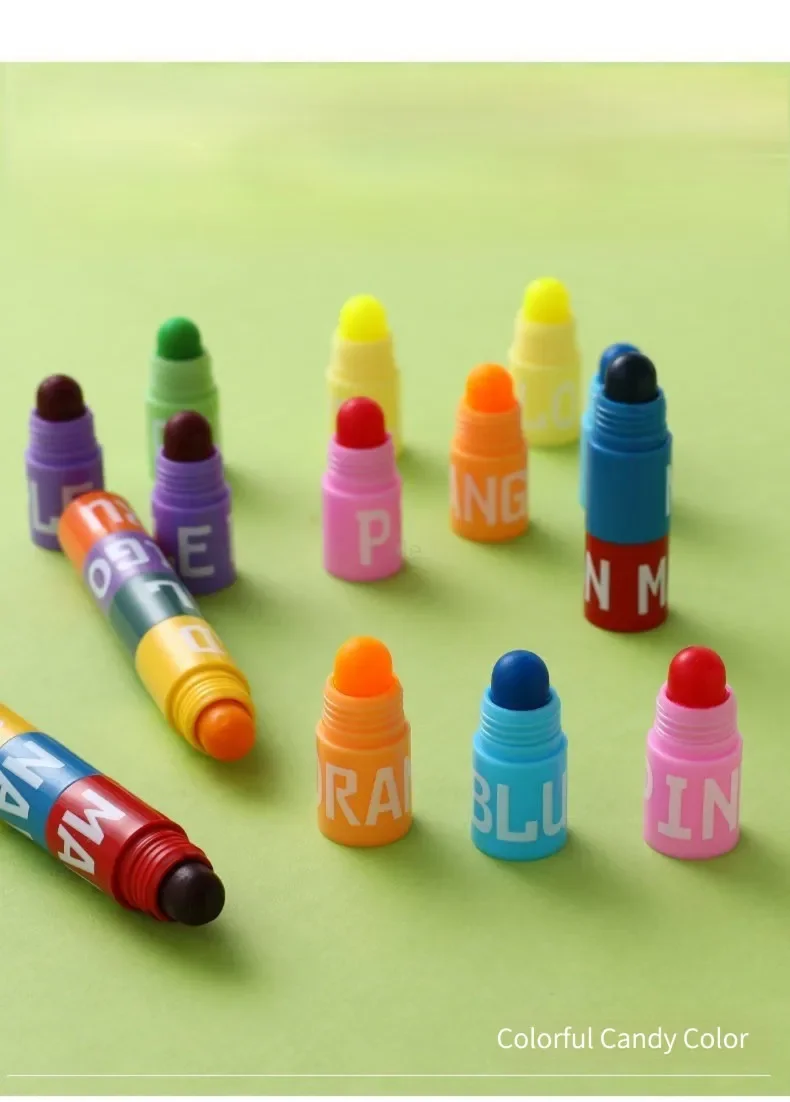 6/12pcs/set Colors Rainbow Mini Splicing Pastel Gel Highlighter Markers Pen Office School Stationery Painting Mark Art Supplies