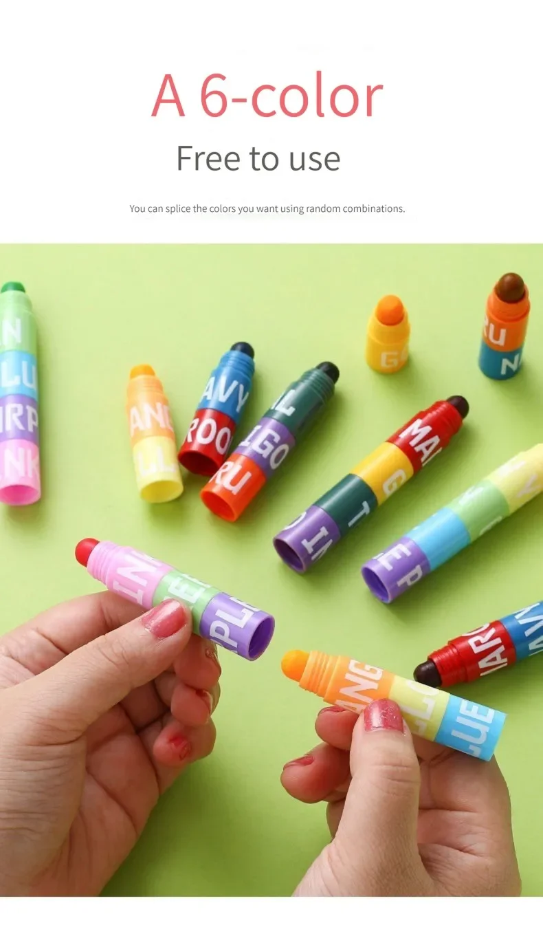 6/12pcs/set Colors Rainbow Mini Splicing Pastel Gel Highlighter Markers Pen Office School Stationery Painting Mark Art Supplies