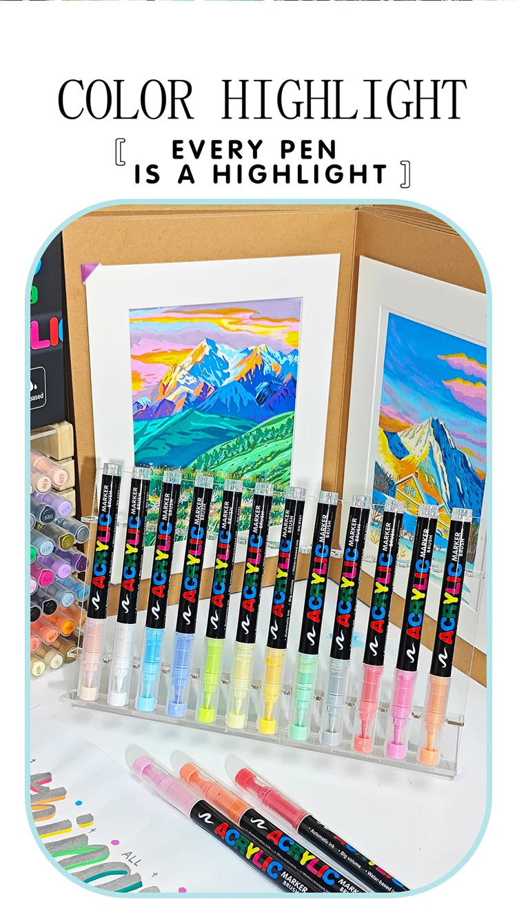 3Pcs White Marker Paint Pens set Permanent Brush Pen for Art projects, Drawing, Rock Painting, Stone Ceramic Glass Wood Plastic