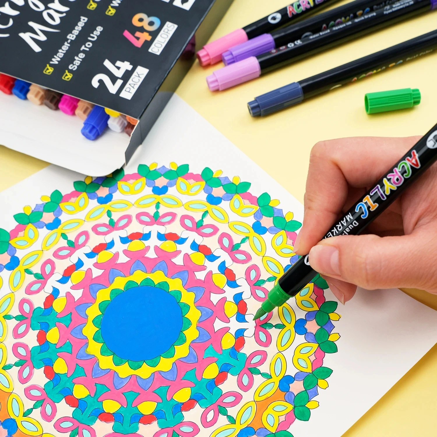 24-240 Colors Art Markers Set, Dual Color Dual Tip Acrylic Paint Pens Markers Drawing Markers for DIY Crafts Making