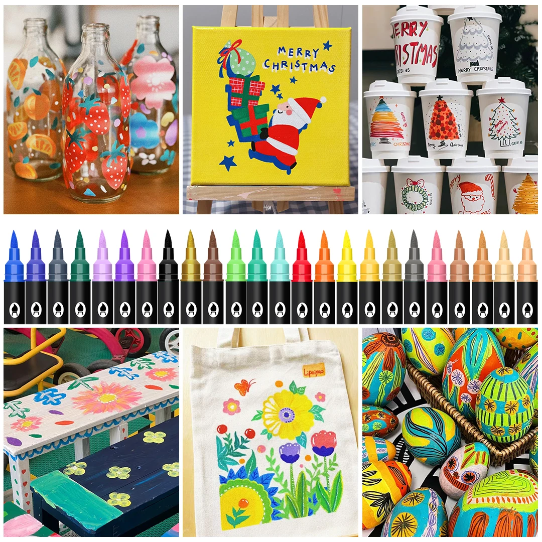 24-240 Colors Art Markers Set, Dual Color Dual Tip Acrylic Paint Pens Markers Drawing Markers for DIY Crafts Making