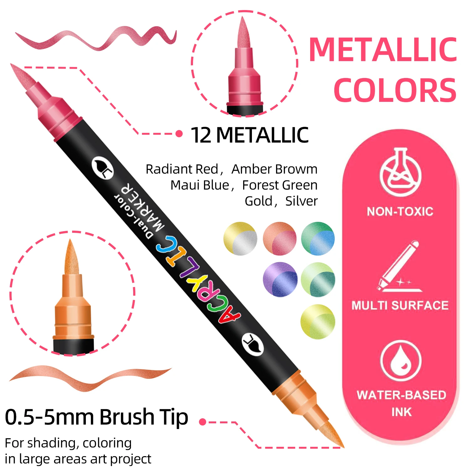 24-240 Colors Art Markers Set, Dual Color Dual Tip Acrylic Paint Pens Markers Drawing Markers for DIY Crafts Making