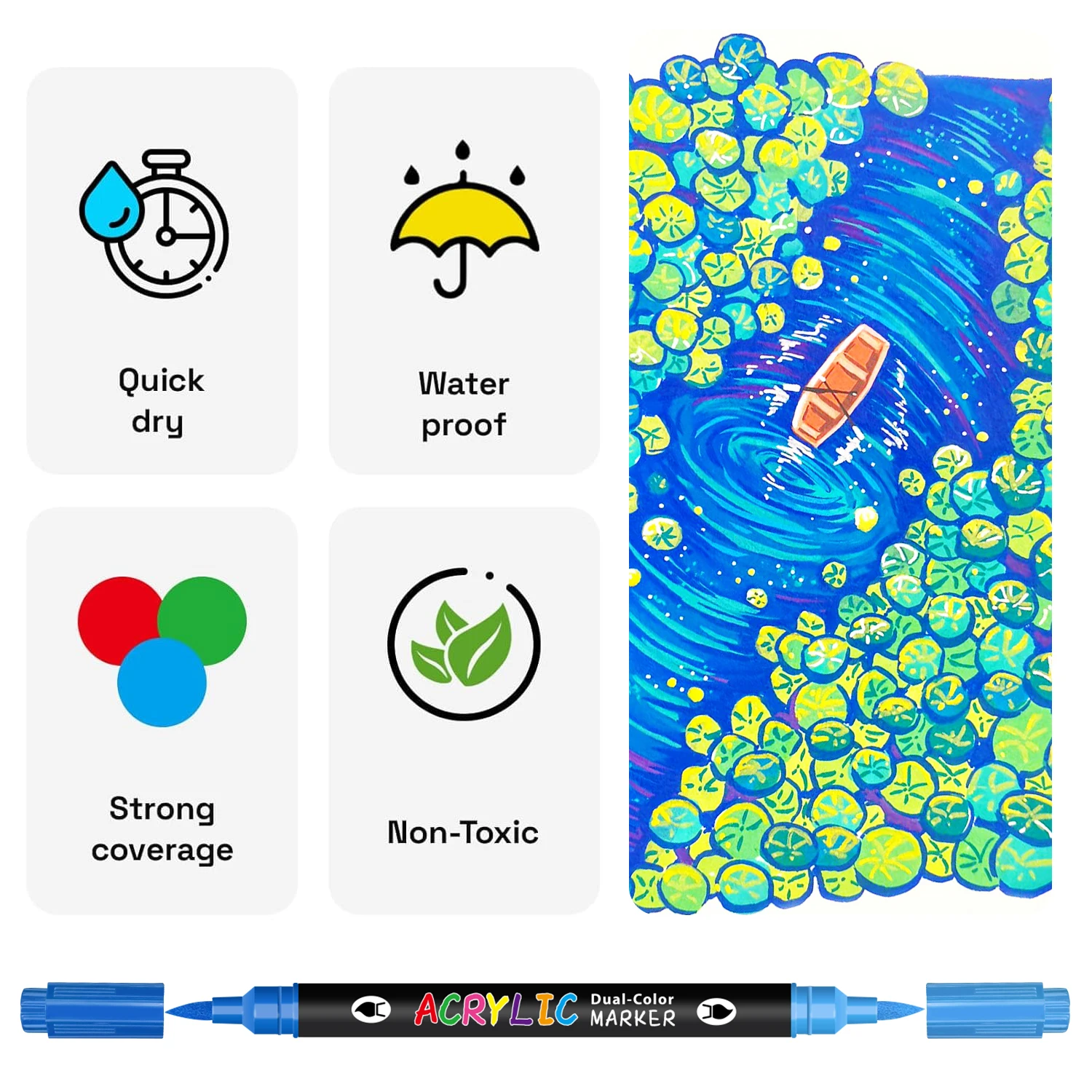 24-240 Colors Art Markers Set, Dual Color Dual Tip Acrylic Paint Pens Markers Drawing Markers for DIY Crafts Making